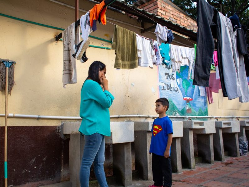 Emily García talks on the phone while her son, Samuel, who suffers a rare extreme type of epilepsy, stares at her at a shelter in Cúcuta. Emily decided to leave Venezuela and is in the process to claim asylum in Colombia on medical grounds. Cúcuta, Colombia. Nov. 10, 2018. ©Erika Piñeros



**Note: Not for commercial use. Editorial use only. No Book Sales. Mandatory credit/byline. Not for sale for marketing or advertising campaigns. Image to be distributed exactly as supplied. No archive. All rights and copyright retained by photographer. No Syndication. No third-party distribution. Photo to be used only with the original story.