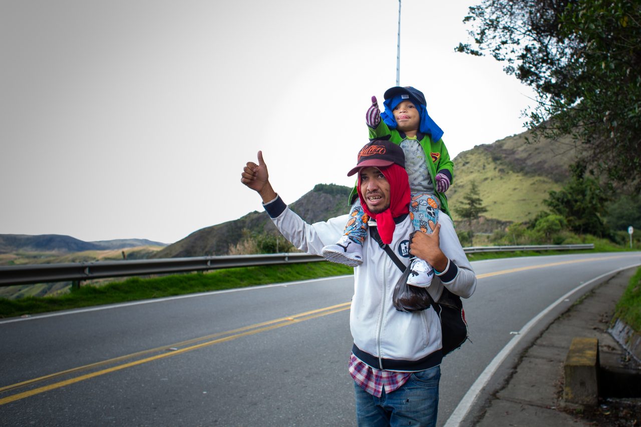 Santiago, 3 years-old, helps his father hitch a ride to help them cross the paramo between Cúcuta and Bucaramanga, where temperatures drop down to 5-0 °C. Pamplona, Colombia. Nov. 12, 2018. ©Erika Piñeros



**Note: Not for commercial use. Editorial use only. No Book Sales. Mandatory credit/byline. Not for sale for marketing or advertising campaigns. Image to be distributed exactly as supplied. No archive. All rights and copyright retained by photographer. No Syndication. No third-party distribution. Photo to be used only with the original story.